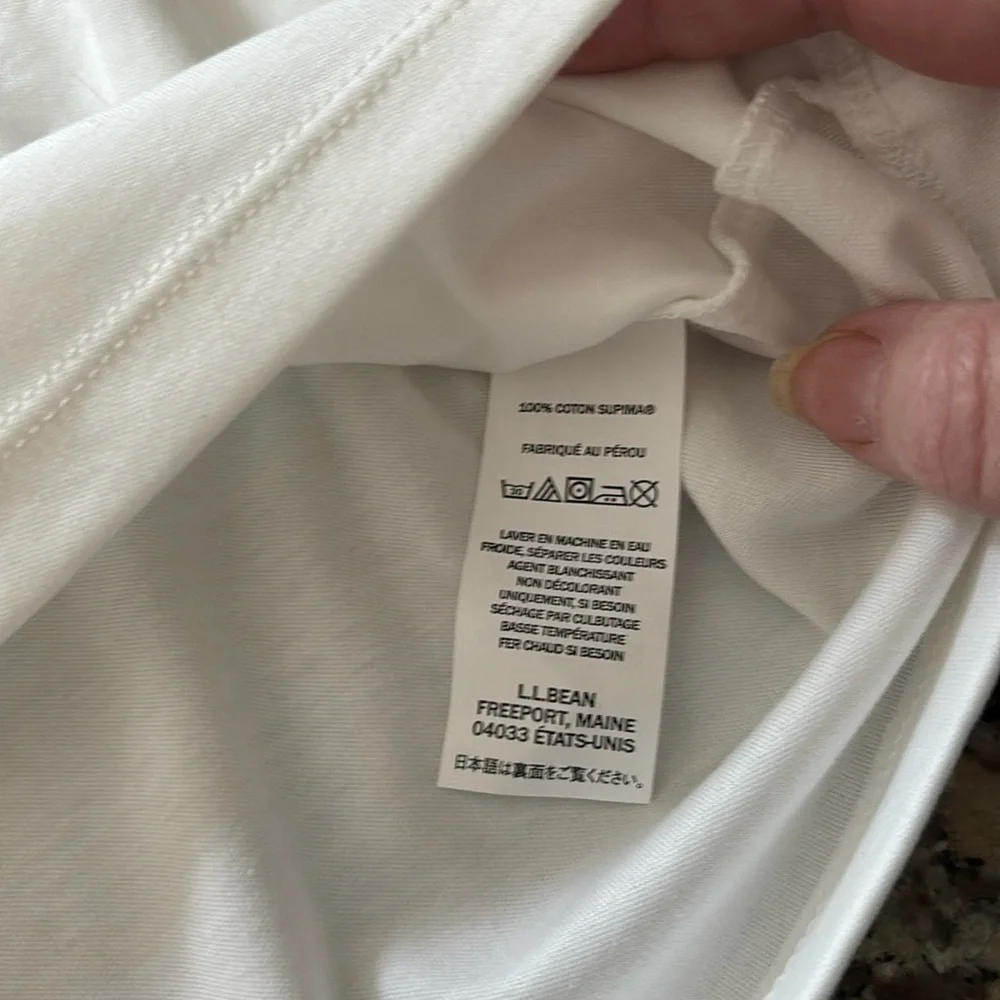 NWOT L.L. Bean 100% Supima cotton V-neck short sleeve T-shirt, size L White - Picture 10 of 10